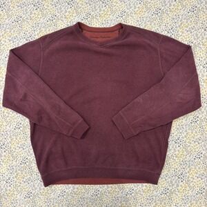 Tommy Bahama Pullover Sweater Men's L-XL Maroon Burgundy Cotton Knit Casual